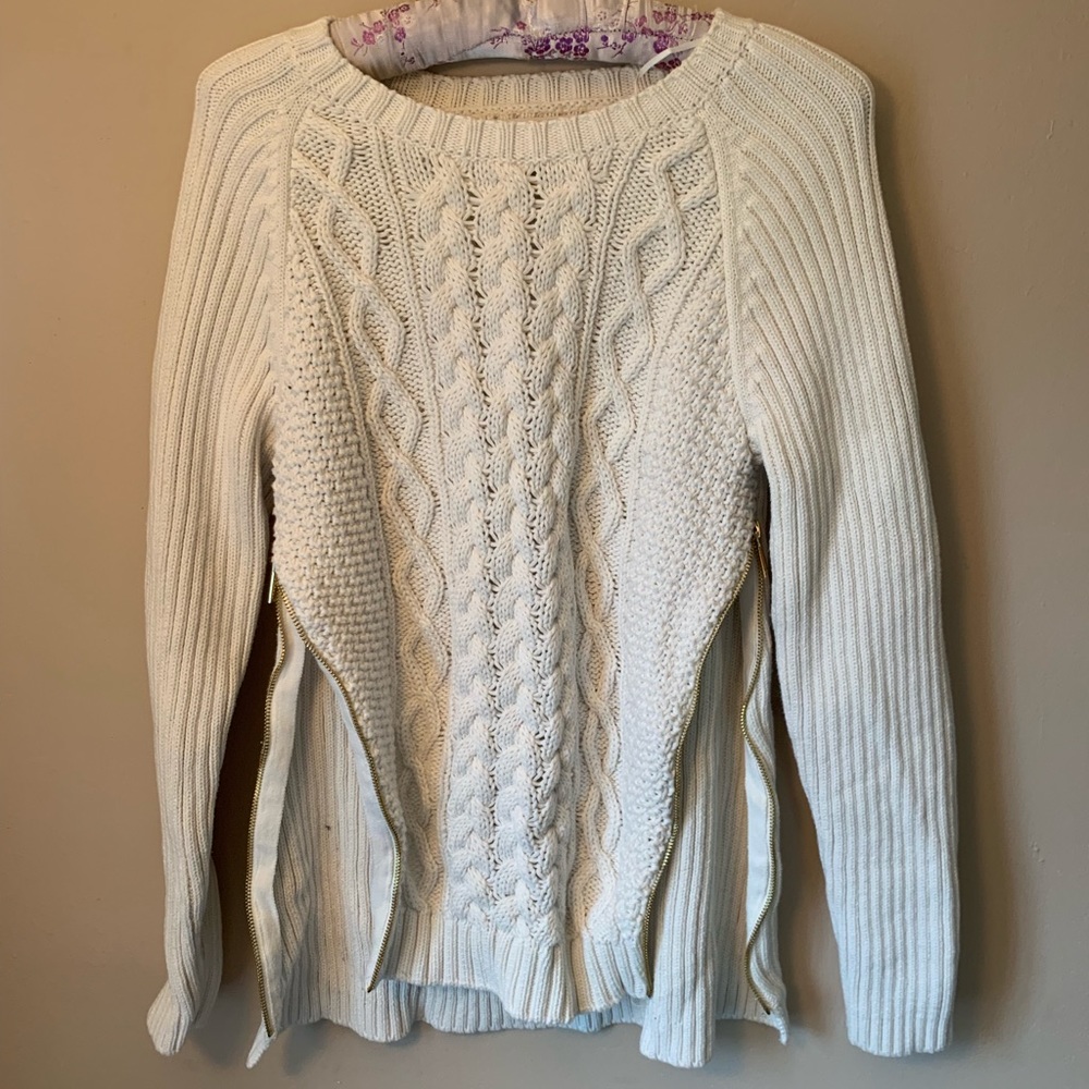 White Michael Kors Sweater with Gold Accents